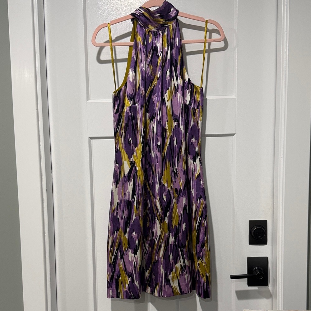 Alfani Backless Dress in Purple and Yellow
